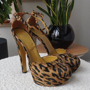 Sergio Rossi Leopard Print Platform High Heel Pumps - Size 38